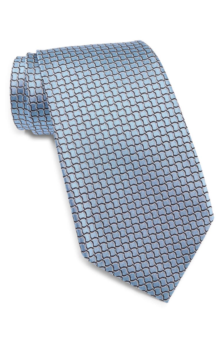 ZEGNA TIES Tile Silk Tie, Main, color, Br Blu Fan