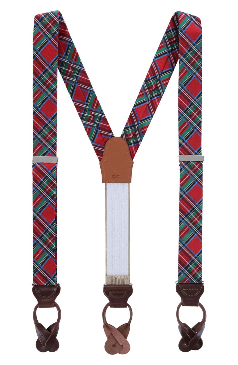 Trafalgar Nicholas Tartan Plaid Silk Suspenders, Main, color, Tartan Plaid