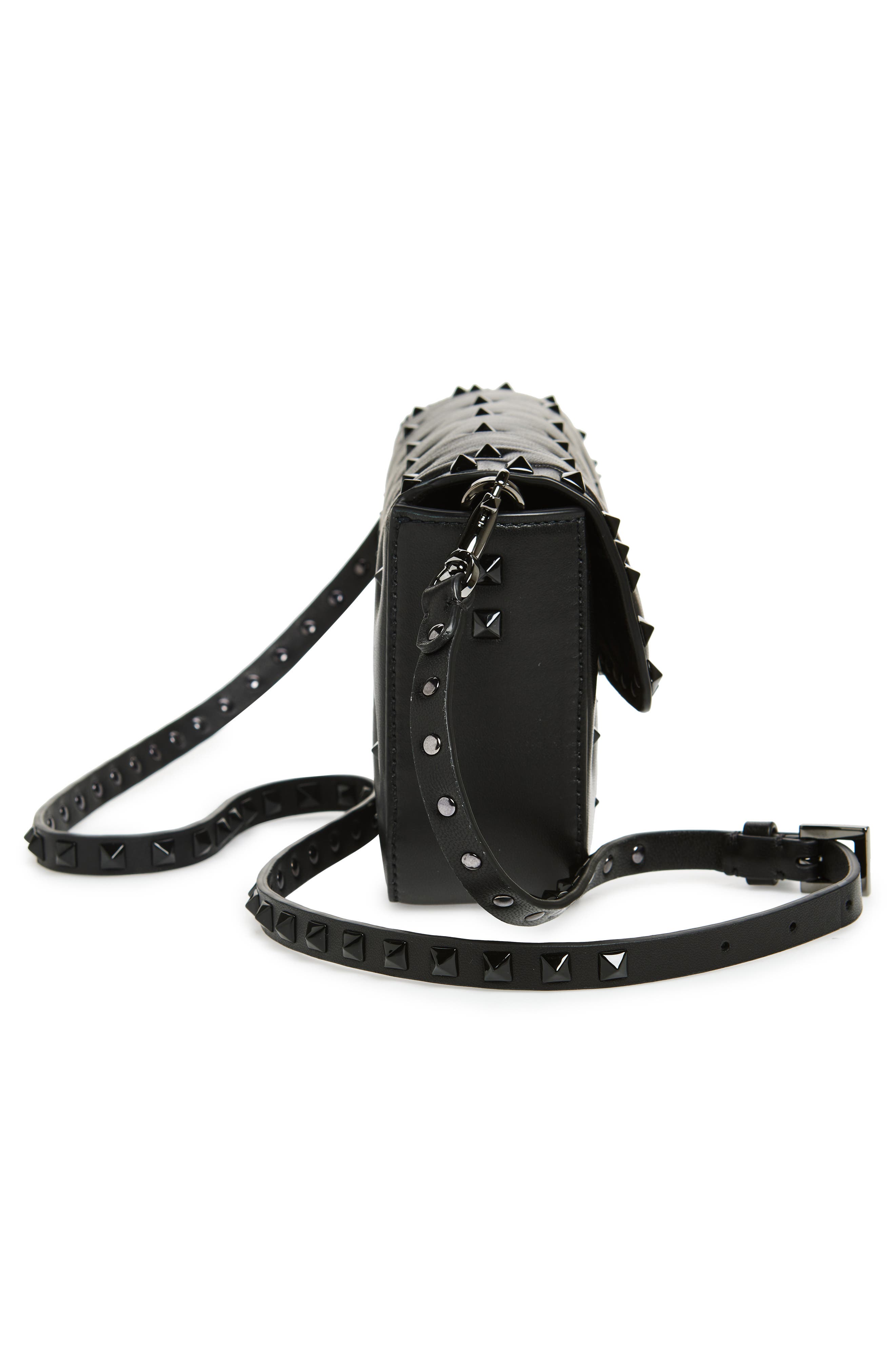 Valentino Garavani Rockstud Leather Shoulder Bag, Alternate, color, 