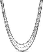 Sheryl Lowe Triple Chain Necklace With Diamond Donut