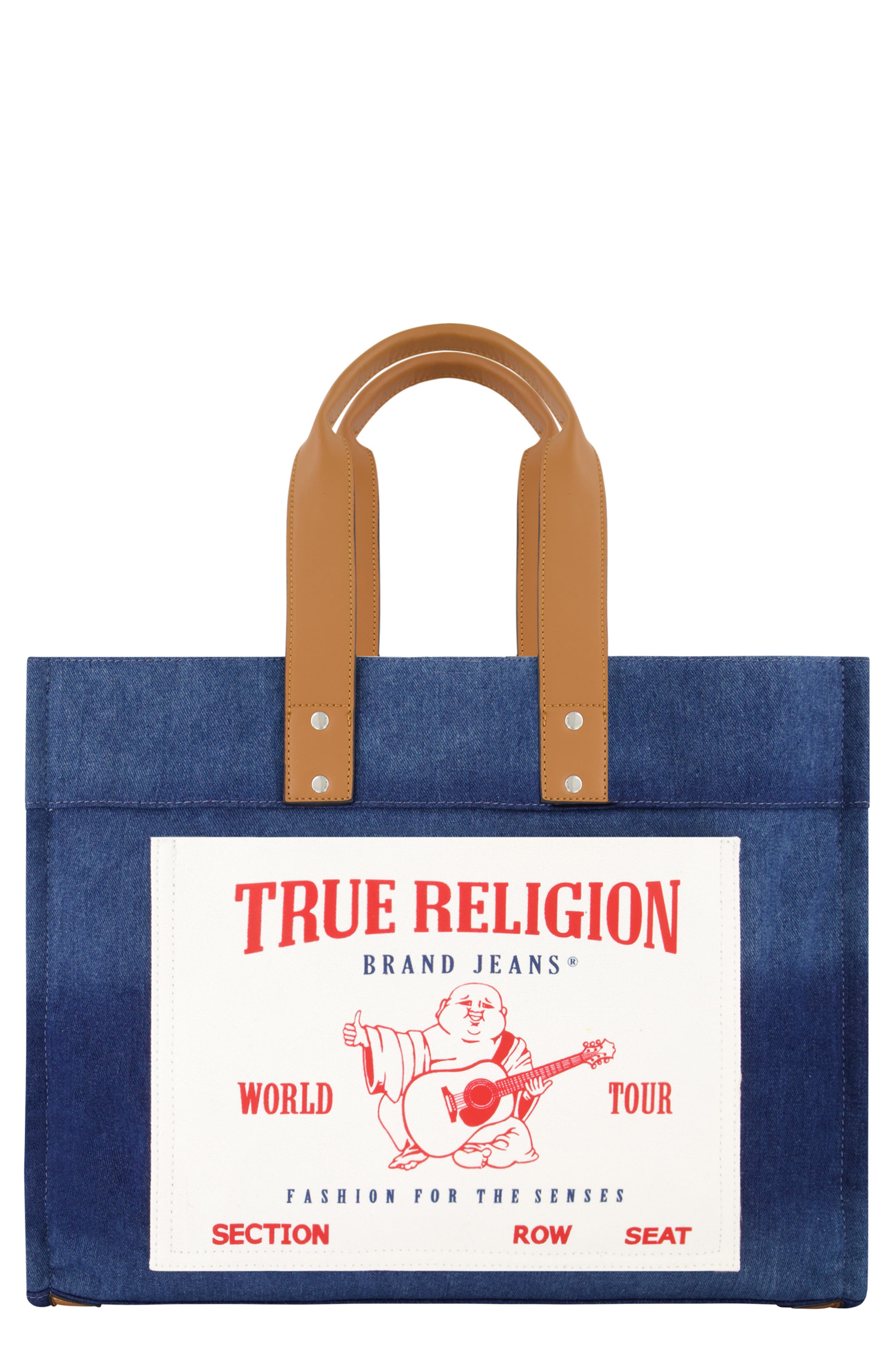 True Religion Brand Jeans Large Denim Tote Bag, Main, color, 