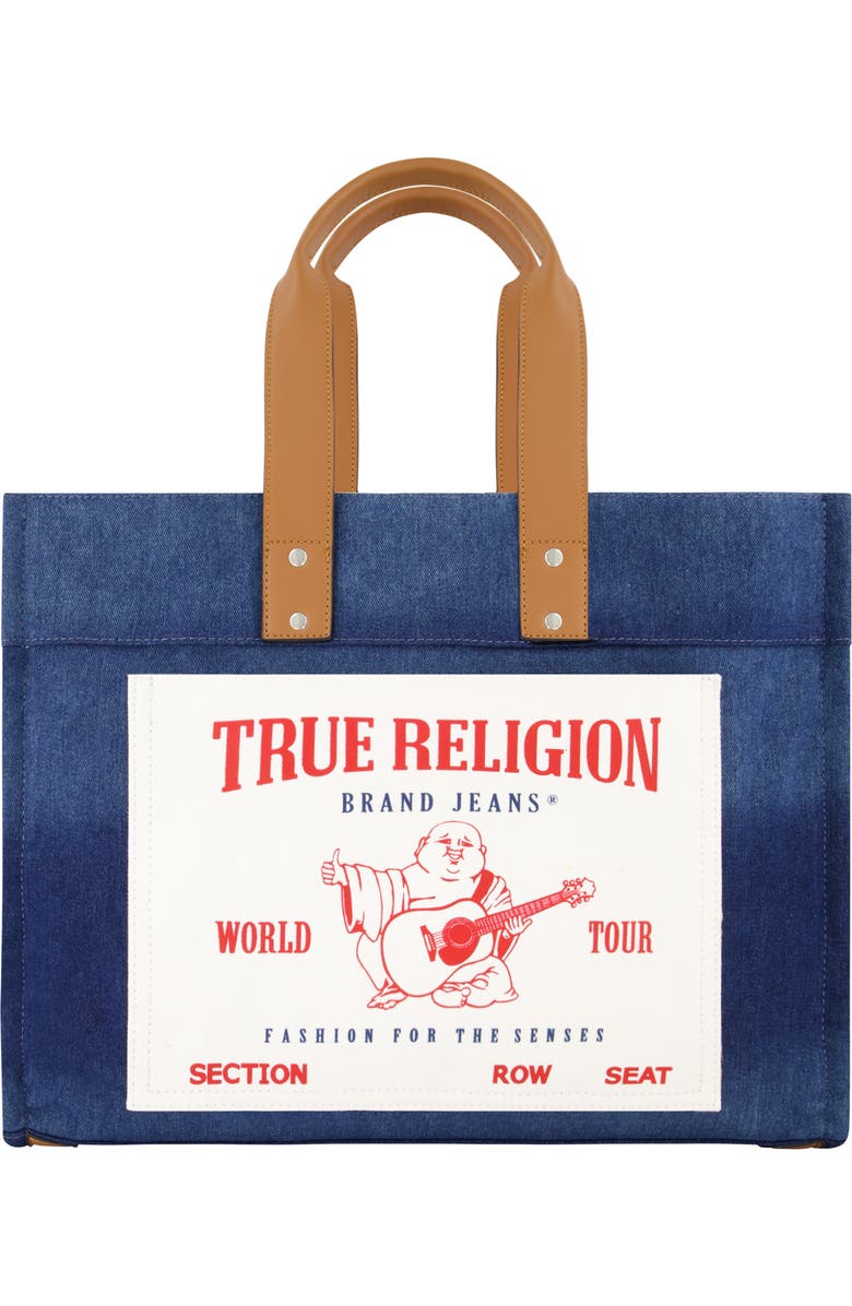 True Religion Brand Jeans Large Denim Tote Bag, Main, color,