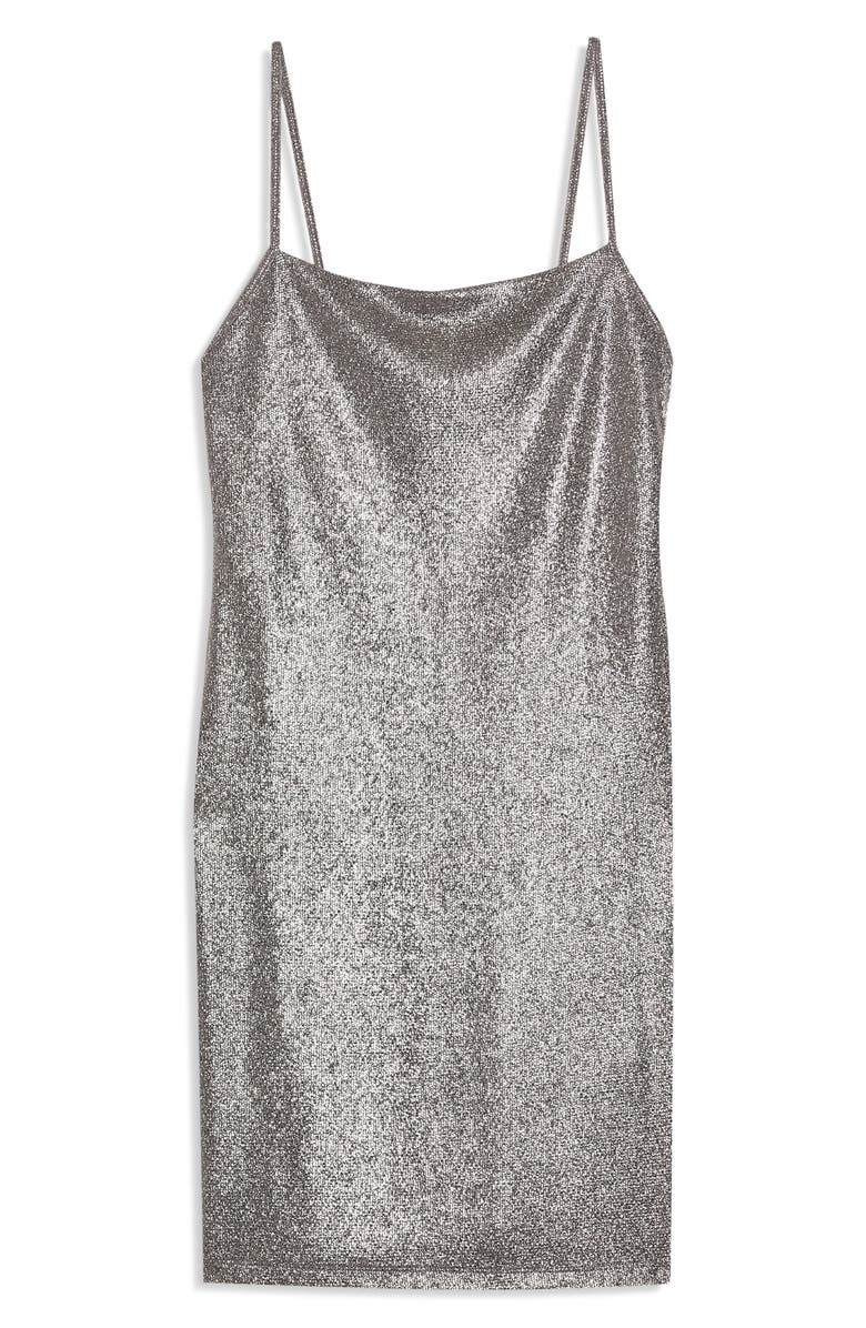 Topshop Metallic Foil Body-Con Minidress, Alternate, color, 