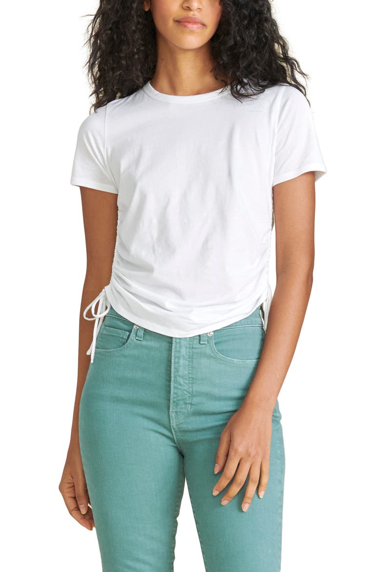 Tazi Ruched Side Cotton T-Shirt, Main, color, WHITE