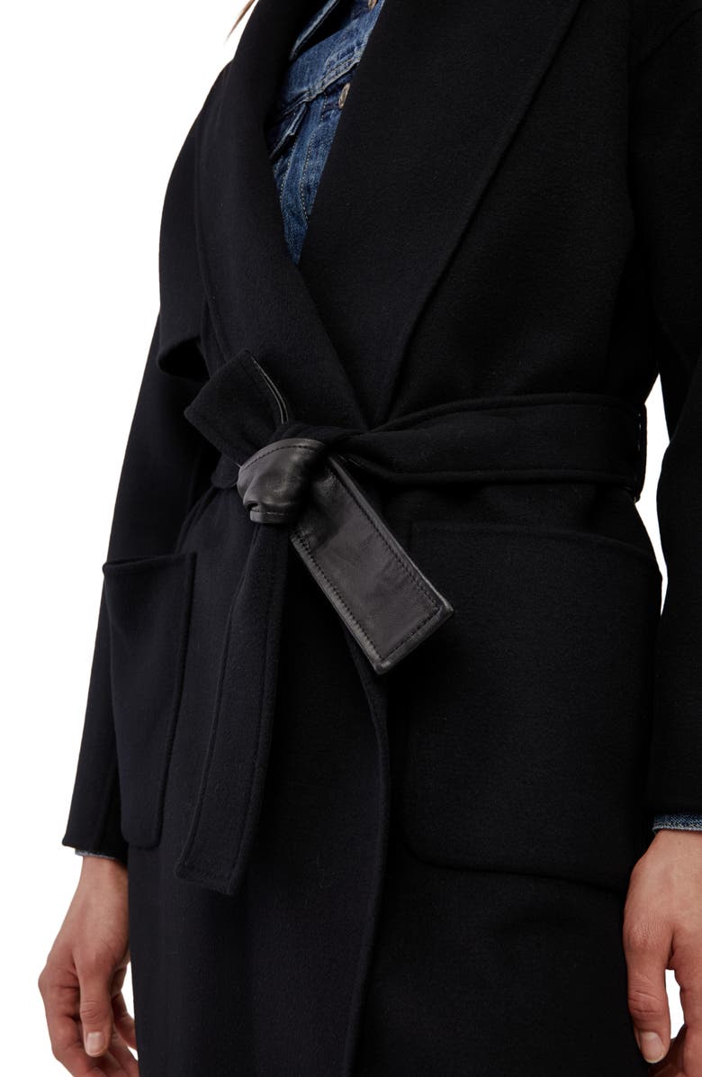 Mackage Thalia Double Face Tie Waist Wool Coat, Alternate, color,