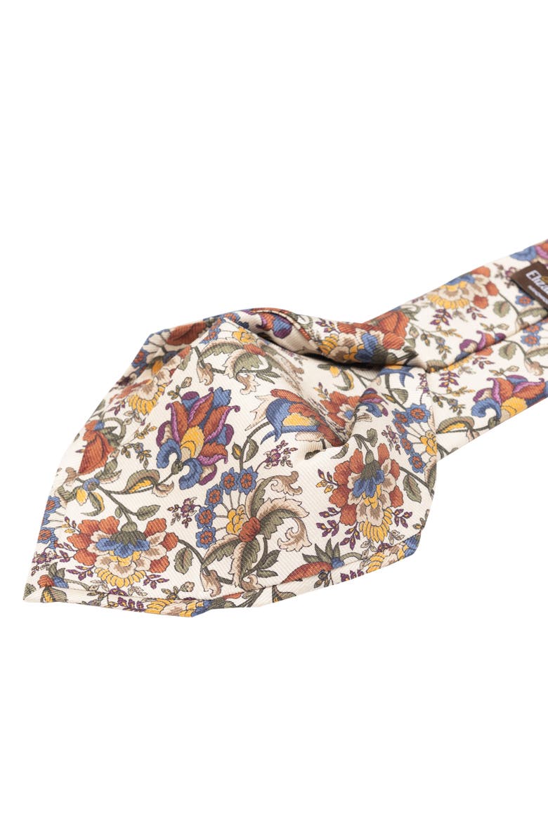 Elizabetta Bardini - Extra Long Printed Madder Silk Tie for Men, Alternate, color, Cream
