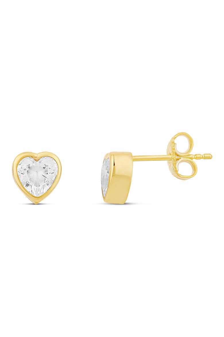 Fancy Bezel Stud Earrings, Main, color, GOLD/ WHITE/HEART