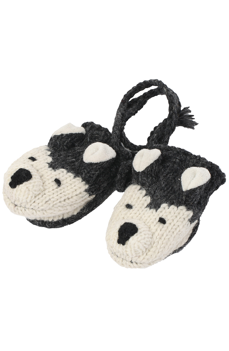 Nirvanna Designs Wolf Mittens, Main, color, Grey