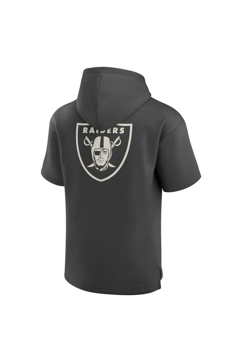 Men's Fanatics Charcoal Las Vegas Raiders Elements Future Ground Lettering Short Sleeve Pullover Hoodie, Alternate, color, Charcoal
