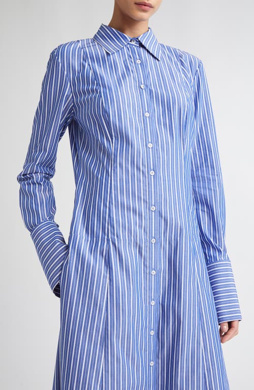 Brandon Maxwell Sammy Striped Collared Midi Shirtdress