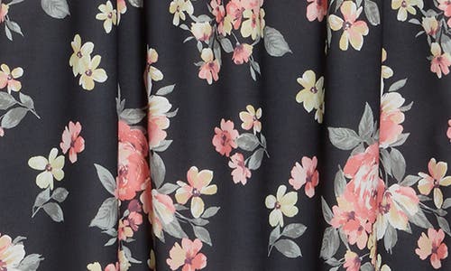 Velvet Torch Elbow Sleeve Floral Print Dress In Black Floral