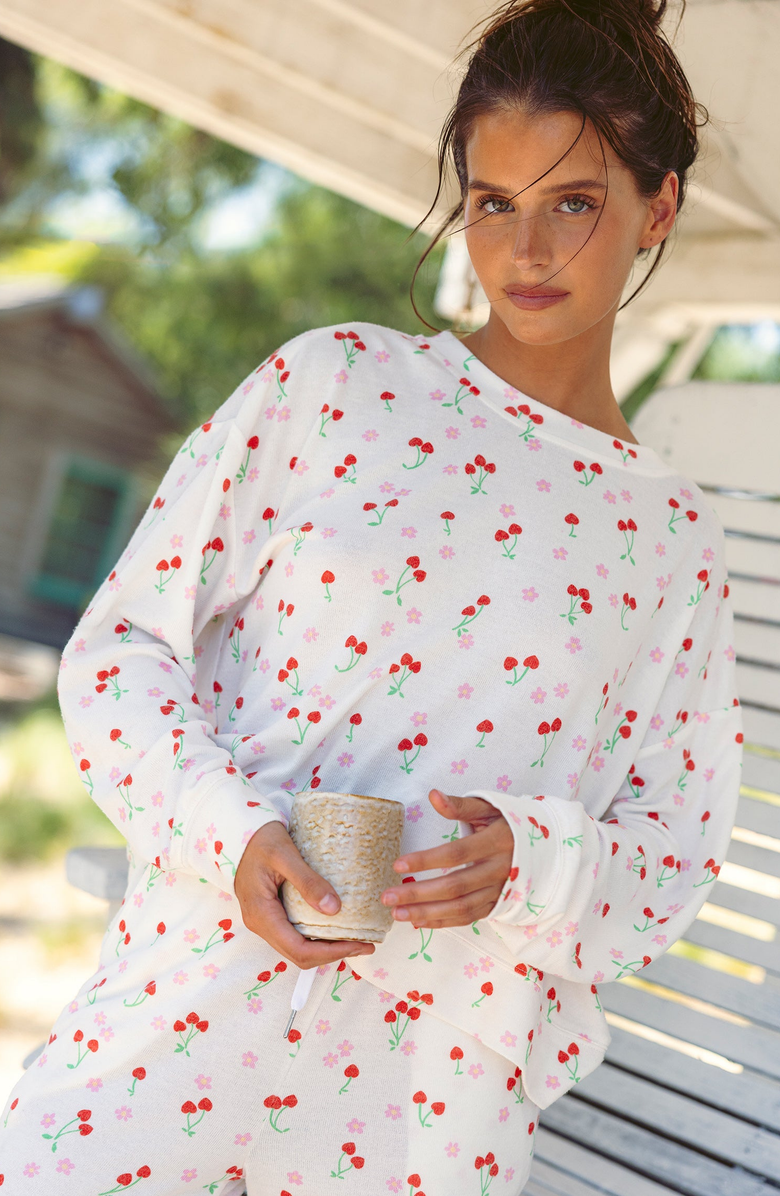 Beach Bunny Swimwear Mai Crewneck Sweatshirt, Alternate, color, Cherry Crush