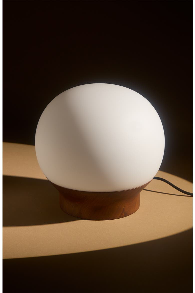 Marlow 6" LED Dimmable Globe Table Lamp With Wooden Base, Alternate, color, Brown