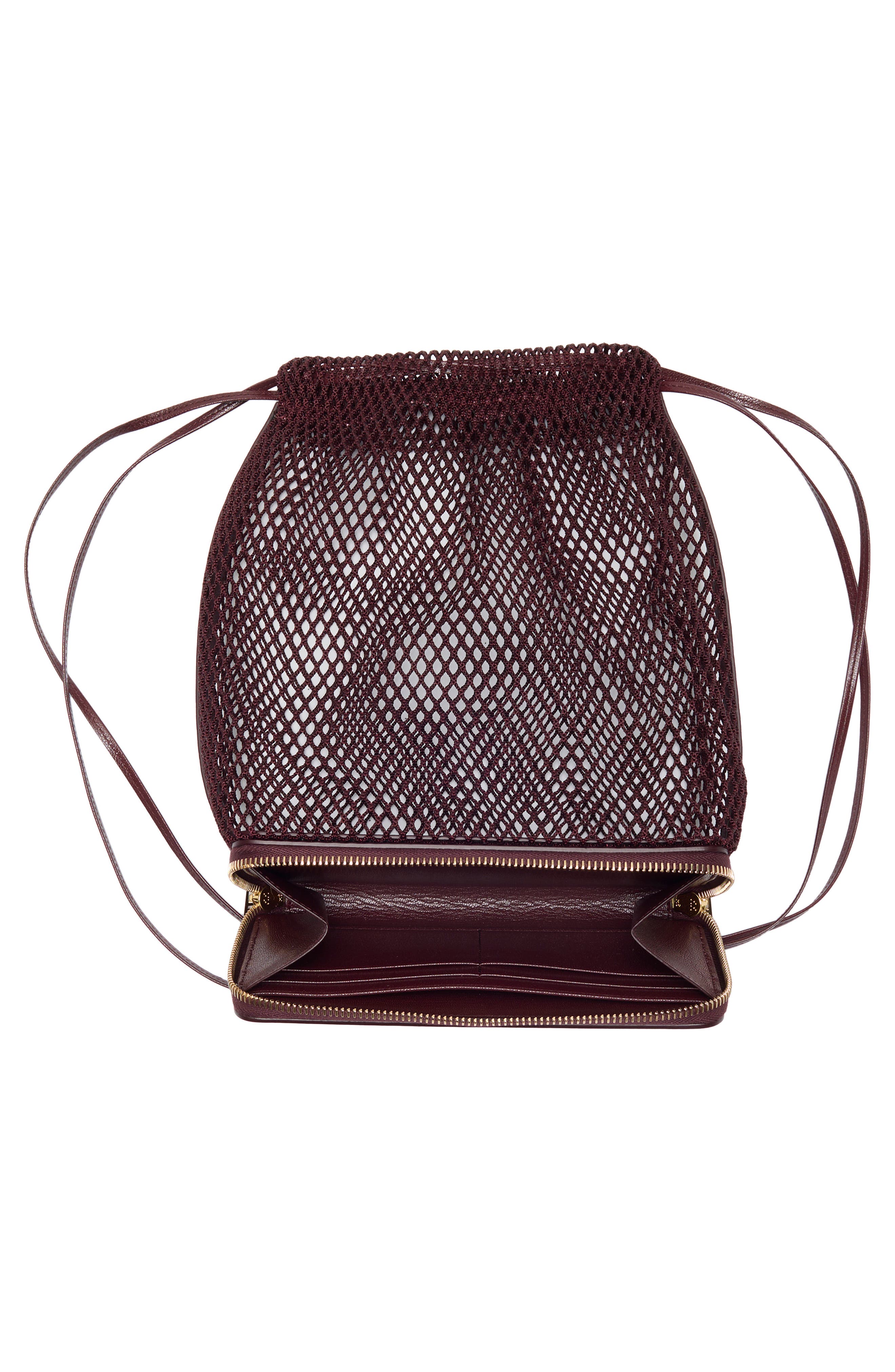 Le Pochon Fishnet Shoulder Bag, Alternate, color, ROUGE GRENAT 325