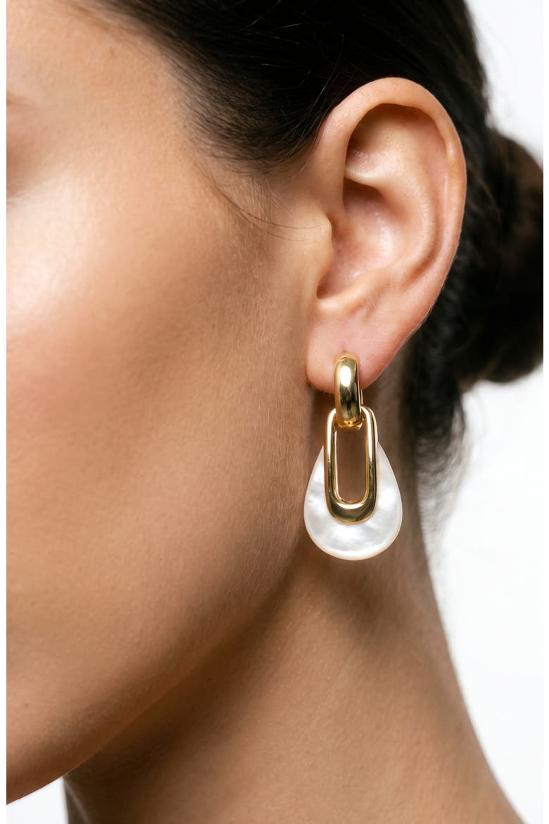Mother-of-Pearl Drop Earrings, Alternate, color, GOLD