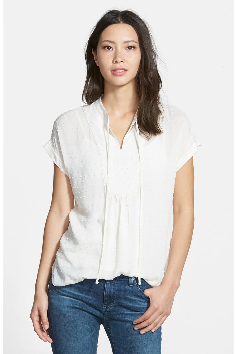 Textured Short Sleeve Peasant Top, Main, color, IVORY