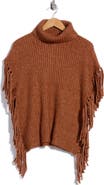 T Tahari Fringe Trim Turtleneck Sweater