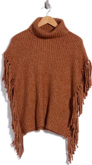 T Tahari Fringe Trim Turtleneck Sweater