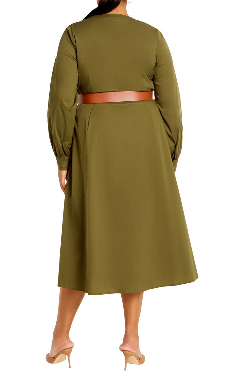 City Chic Emi Belted Midi Dress, Alternate, color, Khaki