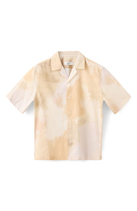Abstract Print Short Sleeve Button-Up Shirt