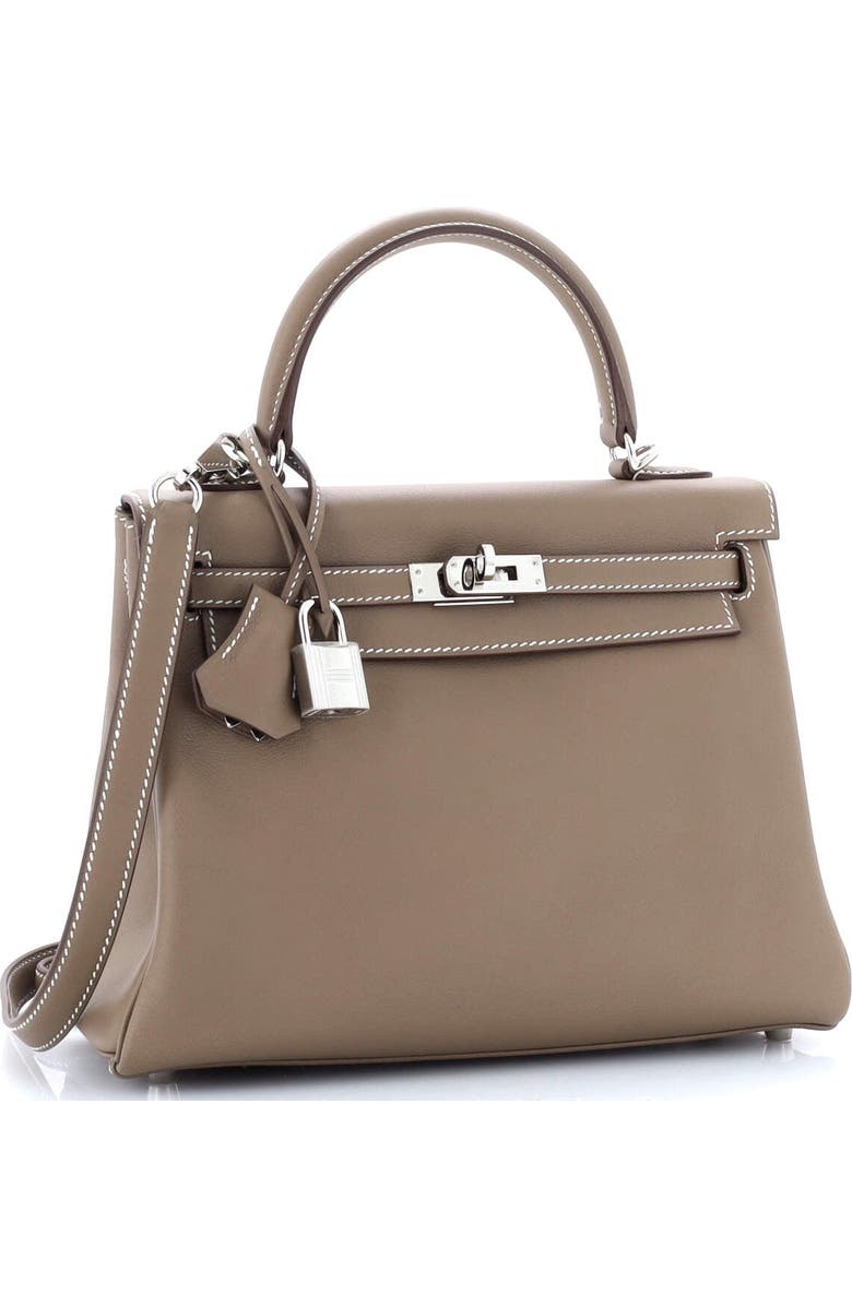 Pre-Owned Hermes Kelly Handbag Grey Swift with Palladium Hardware 25, Alternate, color,