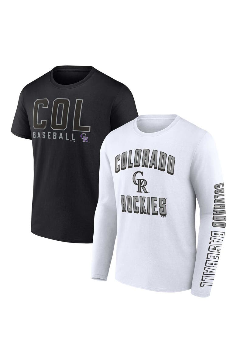 FANATICS Men's Fanatics Branded Black/White Colorado Rockies Two-Pack Combo T-Shirt Set, Alternate, color, Black