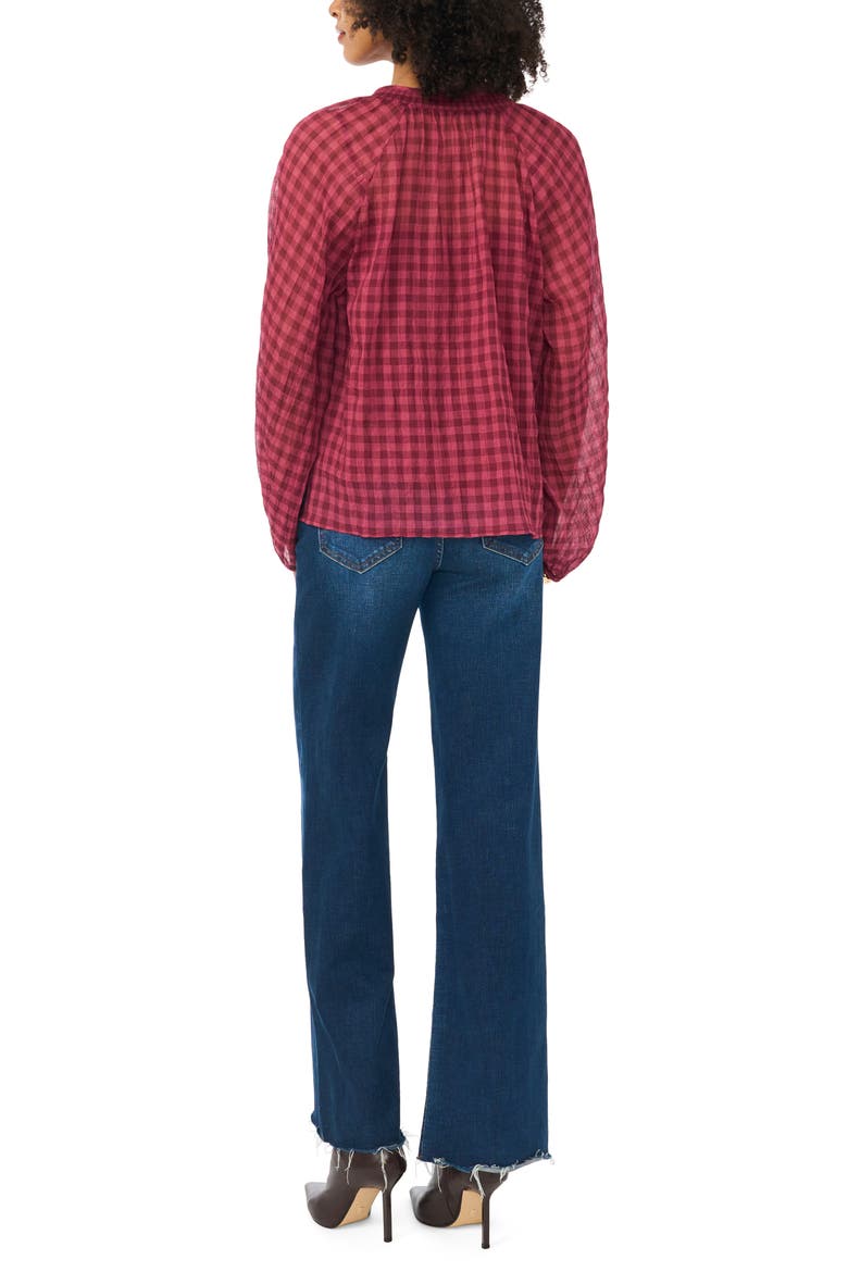 Tie Neck Shirred Top, Alternate, color, CRISP MERLOT