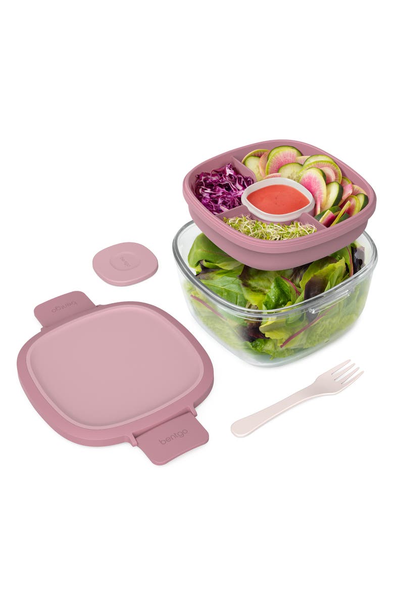 BENTGO Glass Leak Proof Dark Gray Salad Container, Alternate, color, Rose
