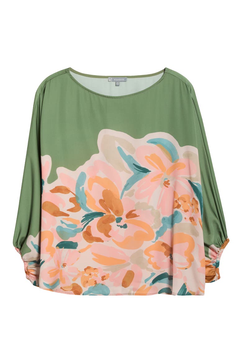 Abstract Floral Peasant Sleeve Top, Alternate, color, BASIL MULTI
