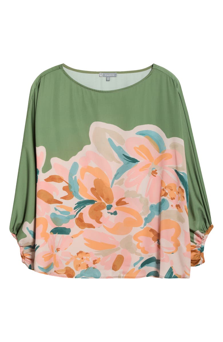Wit & Wisdom Abstract Floral Peasant Sleeve Top, Alternate, color, Basil Multi