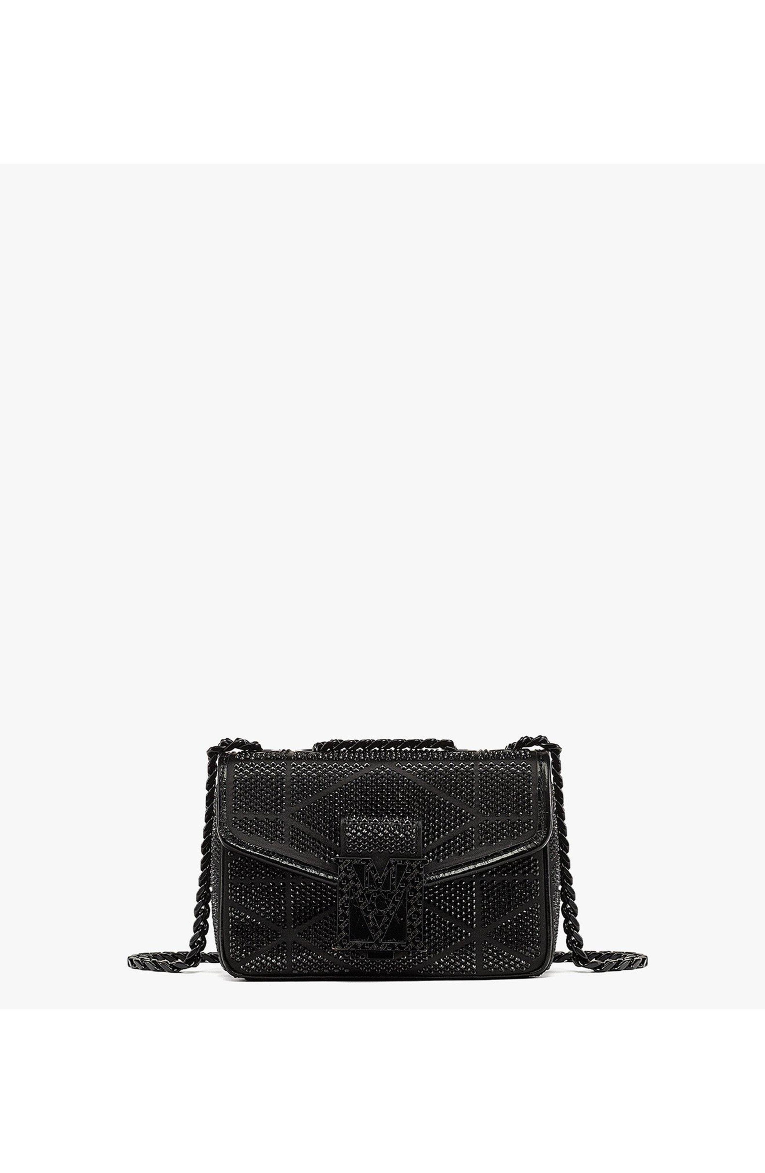 Travia Quilted Shoulder Bag in Crystal Satin Nylon, Main, color, Black