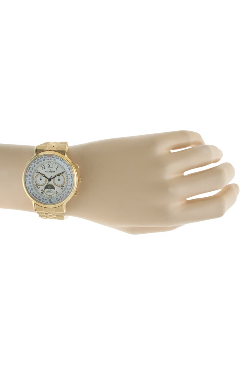 Multi Function Moon Phase Perpetual Calendar Stainless Steel Watch- 40MM, Alternate, color, Gold