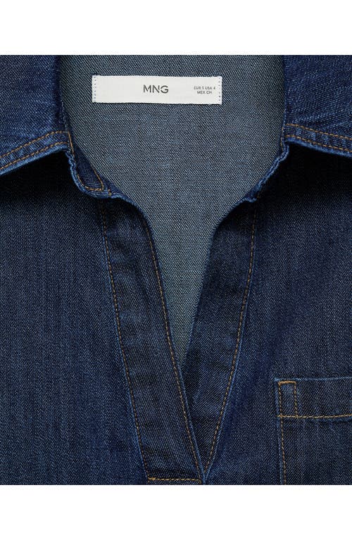 Mango Sylvie Denim Popover Shirt In Dark Blue