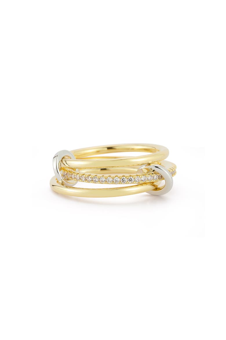 14k Gold Plated Cubic Zirconia Triple Ring, Main, color, GOLD