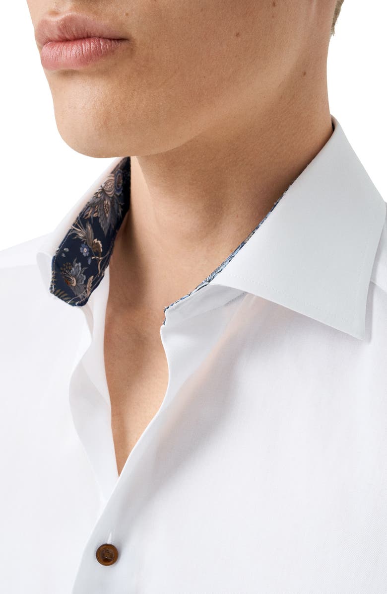 Eton Slim Fit White Cotton Dress Shirt, Alternate, color, White