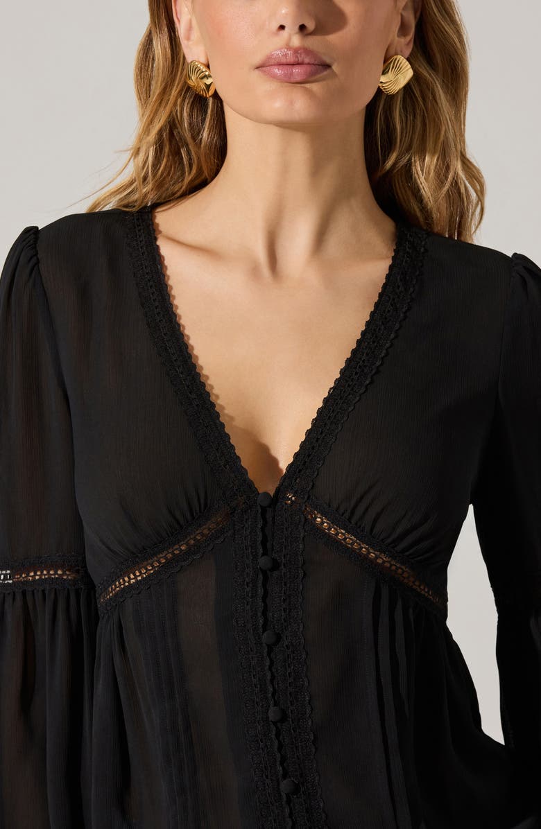 ASTR the Label Button Front Long Sleeve Top, Alternate, color,