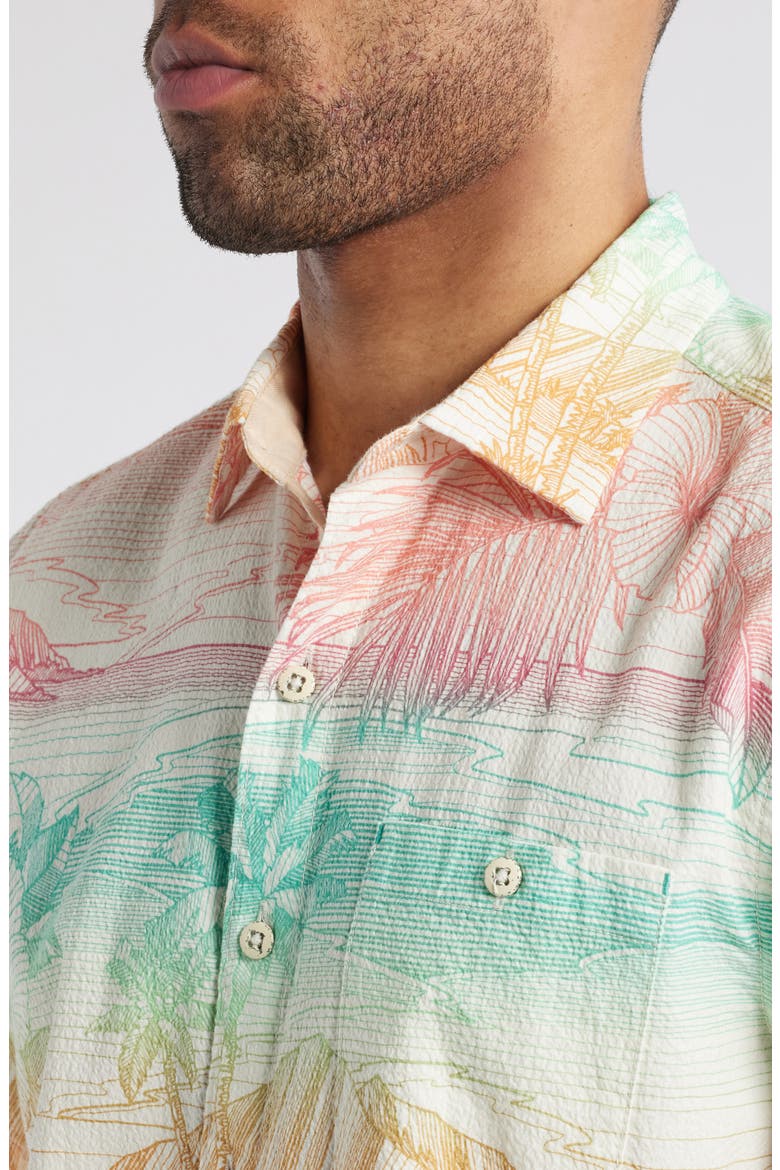 Nova Wave Corsica Coast Short Sleeve Cotton Blend Seersucker Button-Up Shirt, Alternate, color, MARBLE CREAM