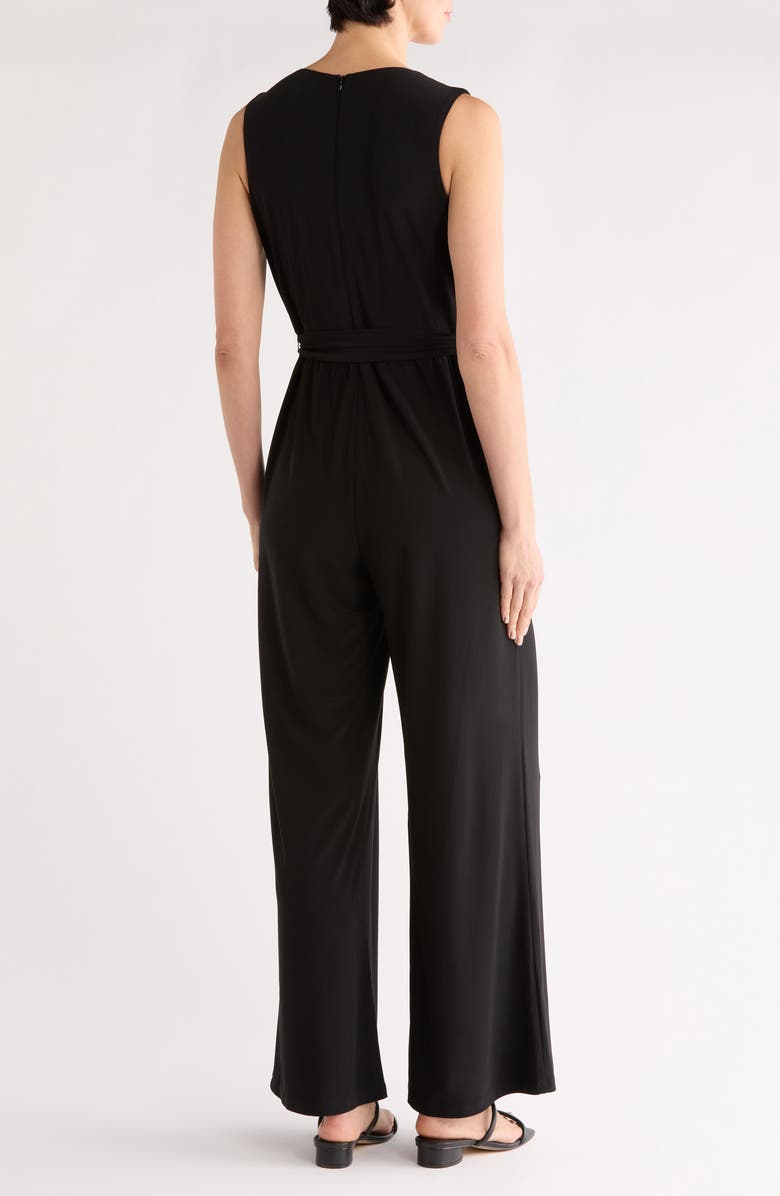 Vince Camuto Faux Wrap Wide Leg Jumpsuit, Alternate, color, Black
