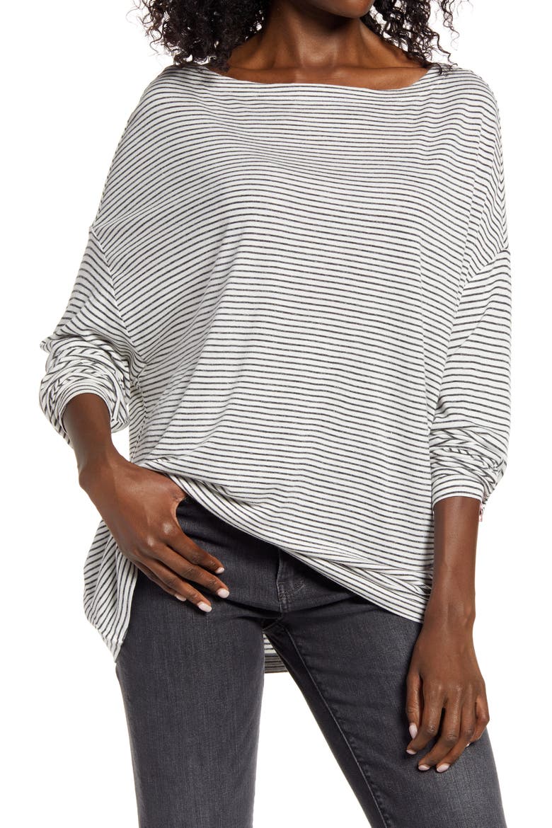 Rita Stripe Top, Main, color, CHALK/ INK
