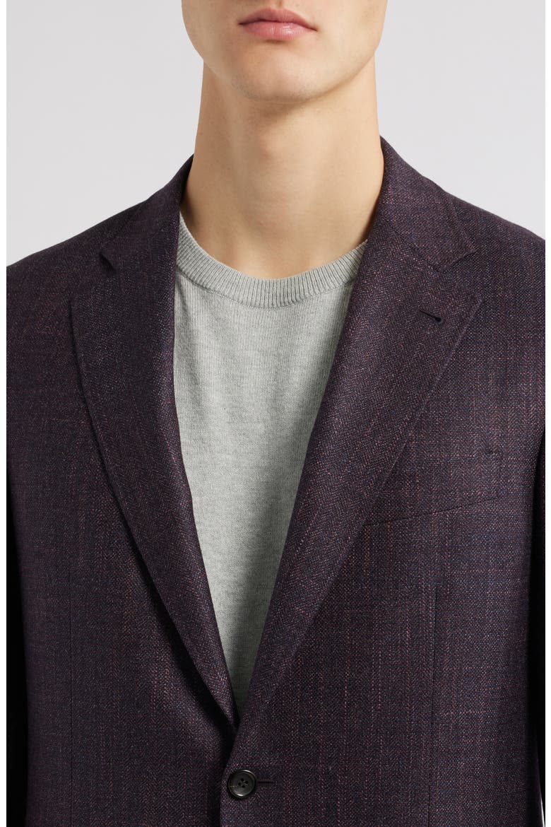 Kai Trim Fit Slub Wool & Silk Blend Herringbone Sport Coat, Alternate, color, PURPLE