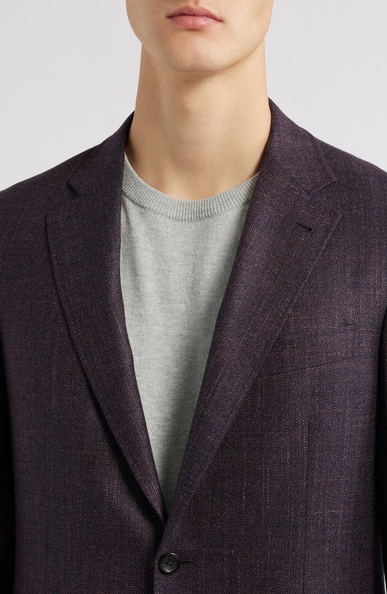 Canali Kai Trim Fit Slub Wool & Silk Blend Herringbone Sport Coat, Alternate, color, Purple