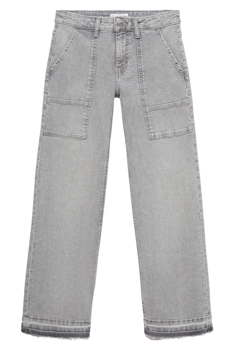 Studded Release Hem Culotte Wide Leg Jeans, Main, color, DENIM GREY
