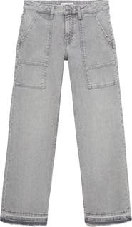 MANGO TEEN Studded Release Hem Culotte Wide Leg Jeans