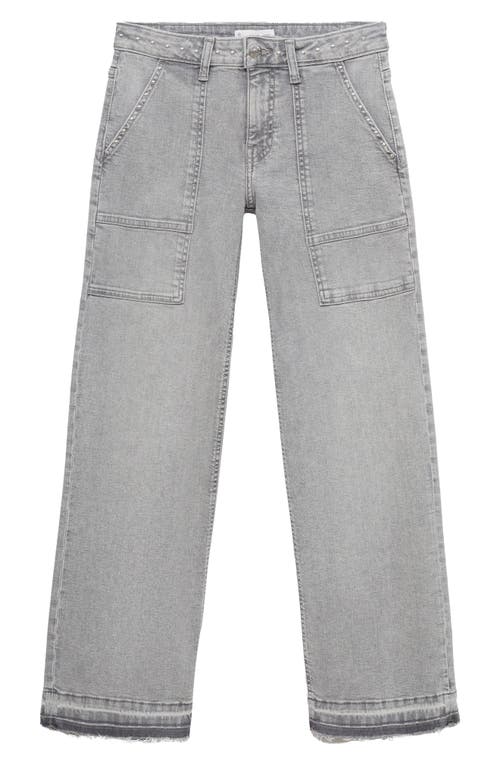 Mango Teen Studded Release Hem Culotte Wide Leg Jeans In Gray