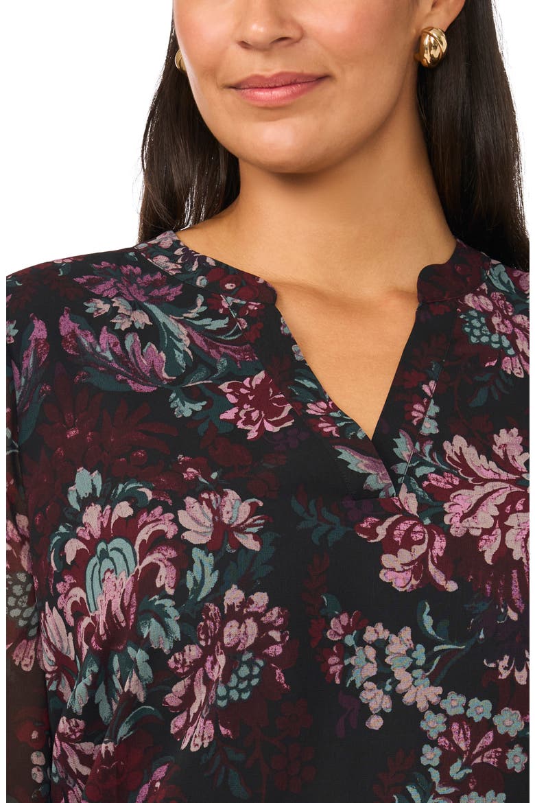Split Neck Long Sleeve Top, Alternate, color, RICH BLACK