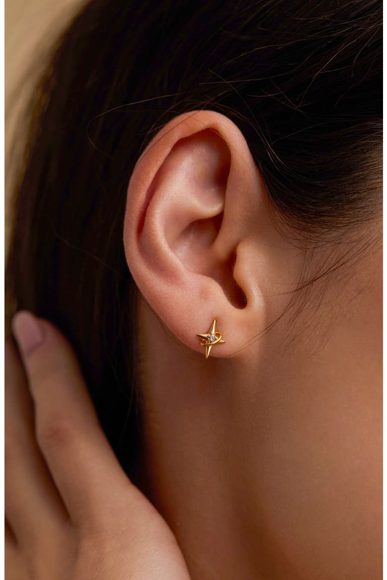 North Star Stud Earrings, Alternate, color, GOLD PLATED