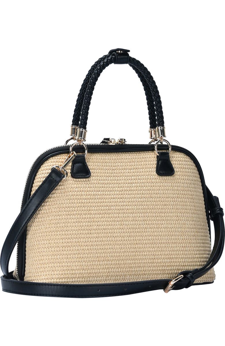 Miztique Raffia Dome Satchel, Alternate, color, Natural/ Black