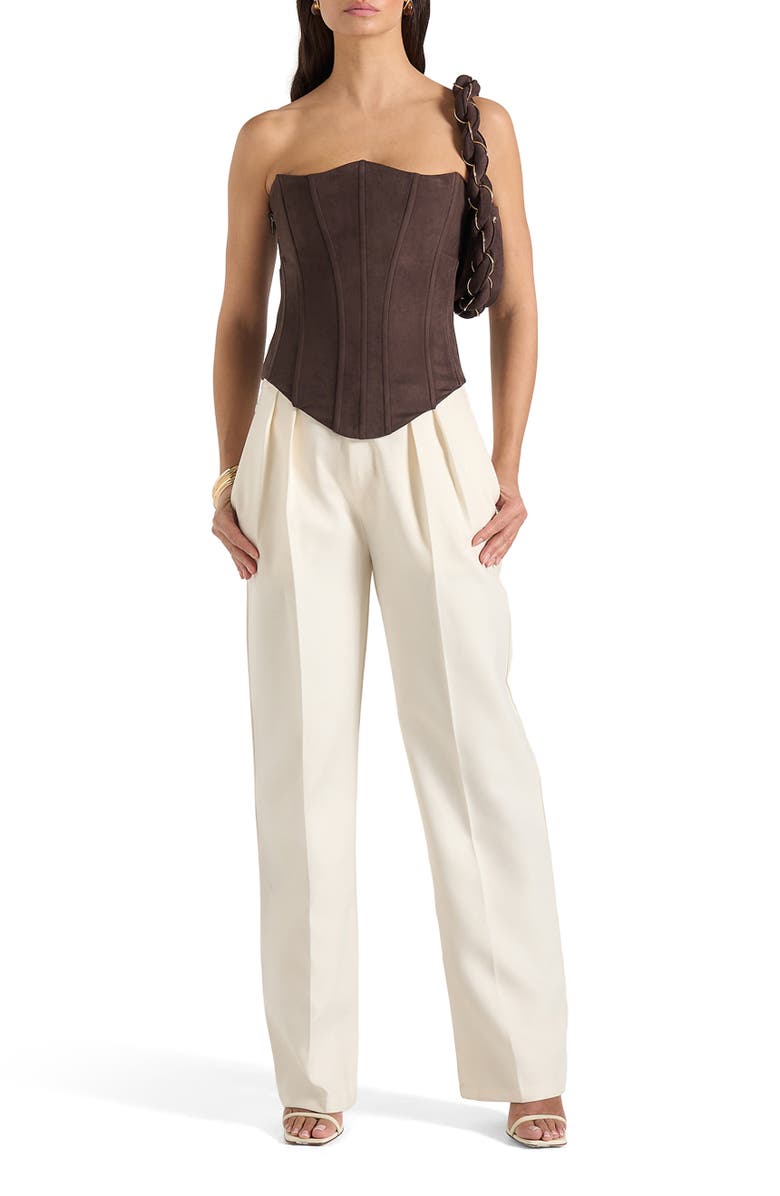 Manière De Voir Scarlett Suede Lace Up Corset, Main, color, Brown