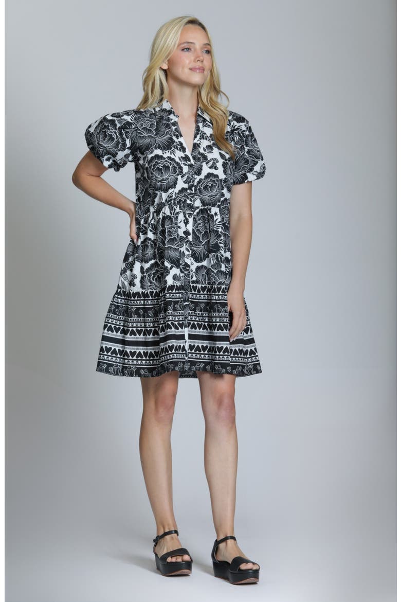 Flounce Floral Print Dress, Alternate, color, BLACK/ WHITE