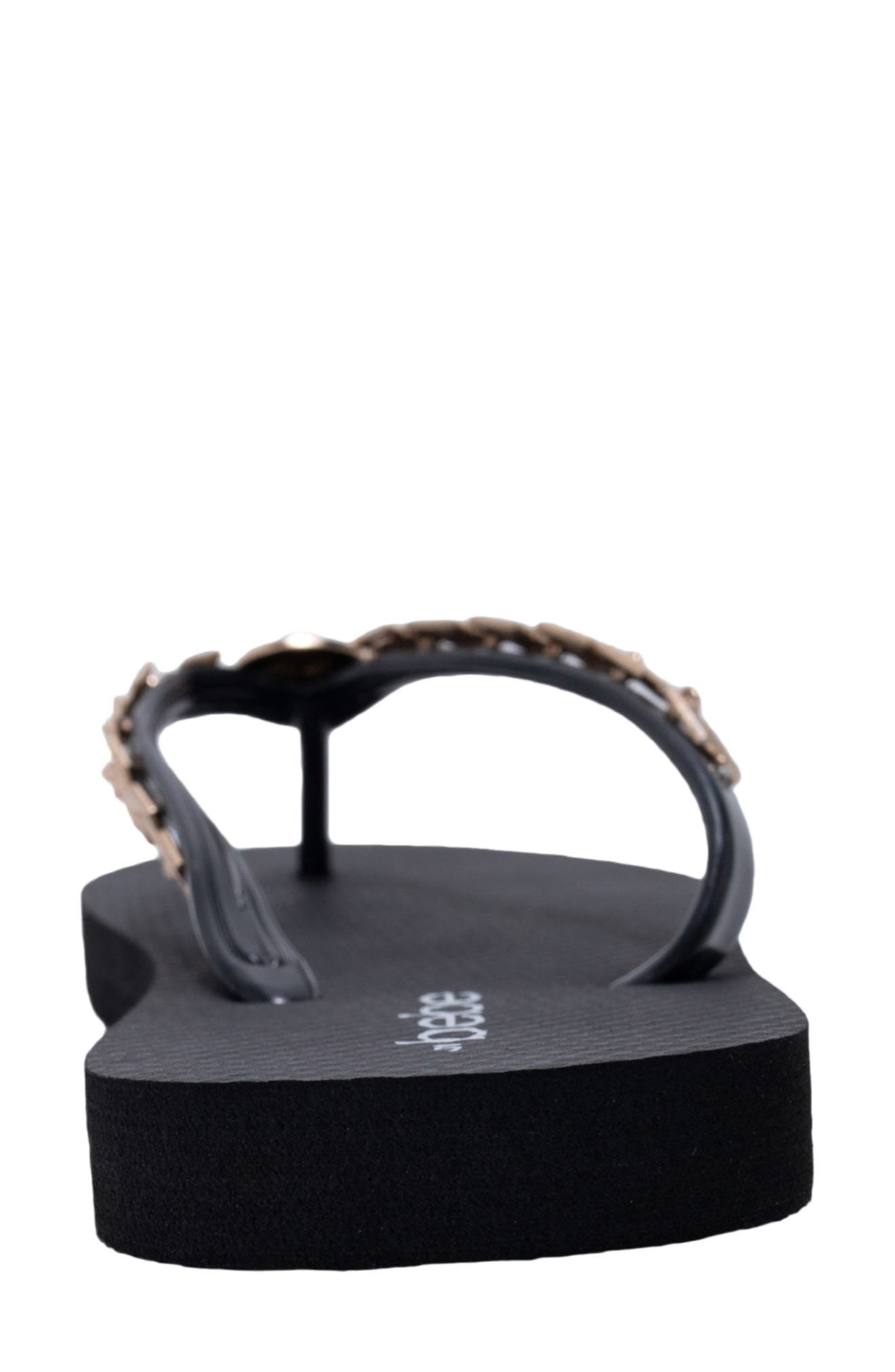 bebe Lion Charm Thong Flip Flop, Alternate, color, Black